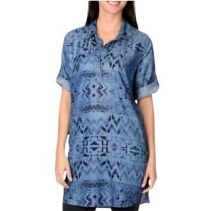 Philosophy Chambray Aztec Tribal Printed Shirtdress